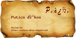 Putics Ákos névjegykártya
